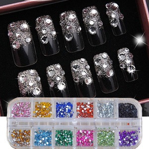 12 Colors 500Pcs 2mm Round Nails Rhinestones Wholesale Nail Jewelry Supplies Nail Art Designs for Cool Girl