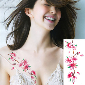 3D lifelike Cherry blossoms rose big flowers Waterproof Temporary tattoos women flash tattoo arm shoulder stickers