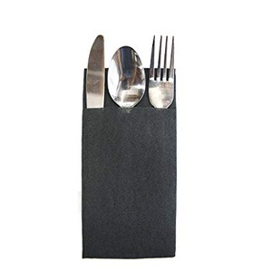 40*33cm 1ply Embossed 1/8 Fold (fold size:8.5*20cm)  Printed 1C Logo Airlaid Pocket Napkins