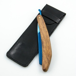 black titanium multi color blade with green wood handle barber shaving razor