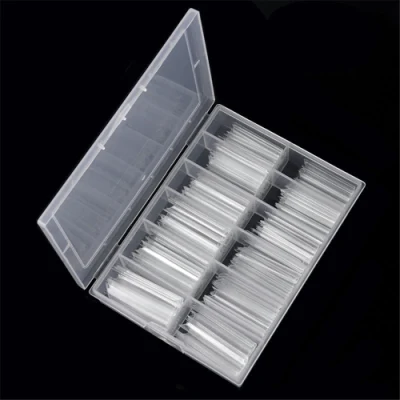 Boxed Coffin Fake Nails Long Transparent Fake Manicure Techniques Flat Shape Full Cover Manicure French Coffin Manicure Techniques Nail Tip