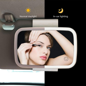 Car Visor Mirror Auto Makeup Mirror with LED Light Built-in battery for universal mirror with finger touch switch