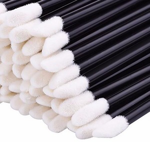 China flock tip lint free disposable lip brushes mascara eyelash brushes applicator