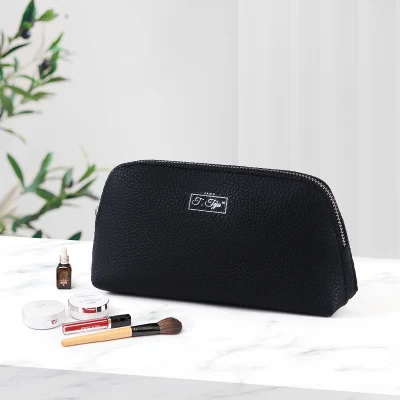 Fashionable Black PU Creative Color Washbag Travel Makeup Cosmetic Bag