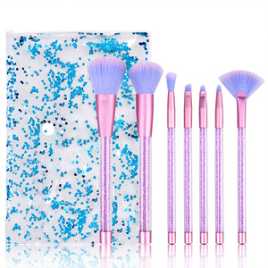 Glitter makeup brush girl heart PVC Plastic handle animal Hair a set of make up brushes empty handle