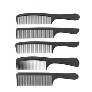 Hair salon black carbon fiber hair trim comb static free and heat resistant hairdressing pin tail comb