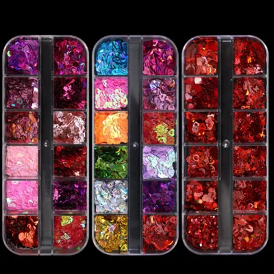 Holographic Heart Shaped Nail Sequin Laser Heart Nail Art Flake Glitter