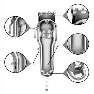 Kemei 1987 Professional Electric All Metal Hair Clipper Powerful Cordless Hair Trimmer Men Silver Gold Haircut Machine Barber