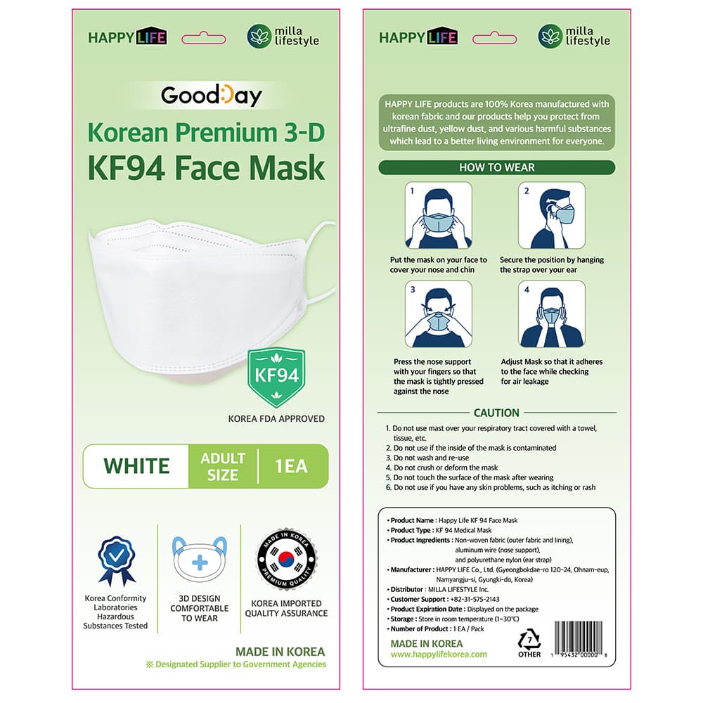 KF94 Certified KFDA Korean Surgical Grade Mask