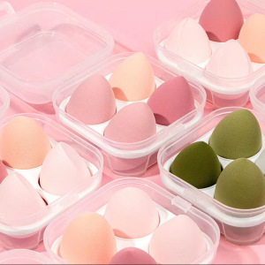 Latex Free Natural Super Soft 3d Beauty Sponge Blender Set Private Label Mini Foundation Makeup Sponge With Case