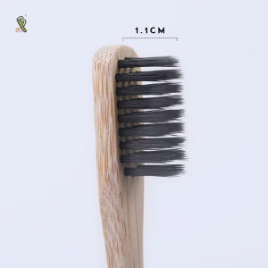 Miniature brush head with round handle biodegradable toothbrush nylon bristles