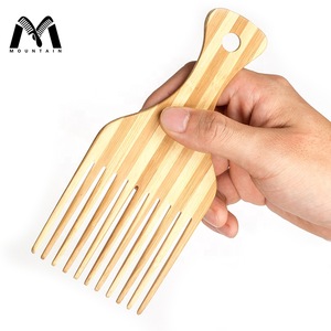 Mr. Mountain Wholesale Natural Private Label Wide Tooth Bamboo Afro Pick Comb