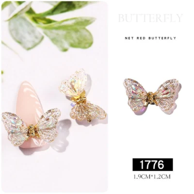 Newly Designed Laser Shiny 3D Butterfly Nail Art Accessories Nail Art Zircon 3D Butterfly Nail Charm