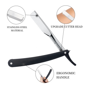 Professional Black White Handle Samply Installing Beard Razor Fold Style Cut Throat Shaving Razors Straight Double Edge Razor