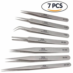 Professional Precision Stainless Steel Pointed  Slanted Tweezers for eyelash extension ,mobile repairing