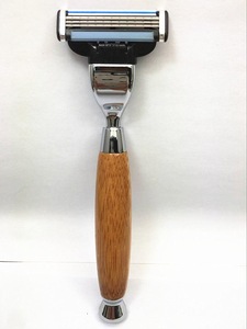 Several selections high quality cheap bamboo handle shaving triple blade razor