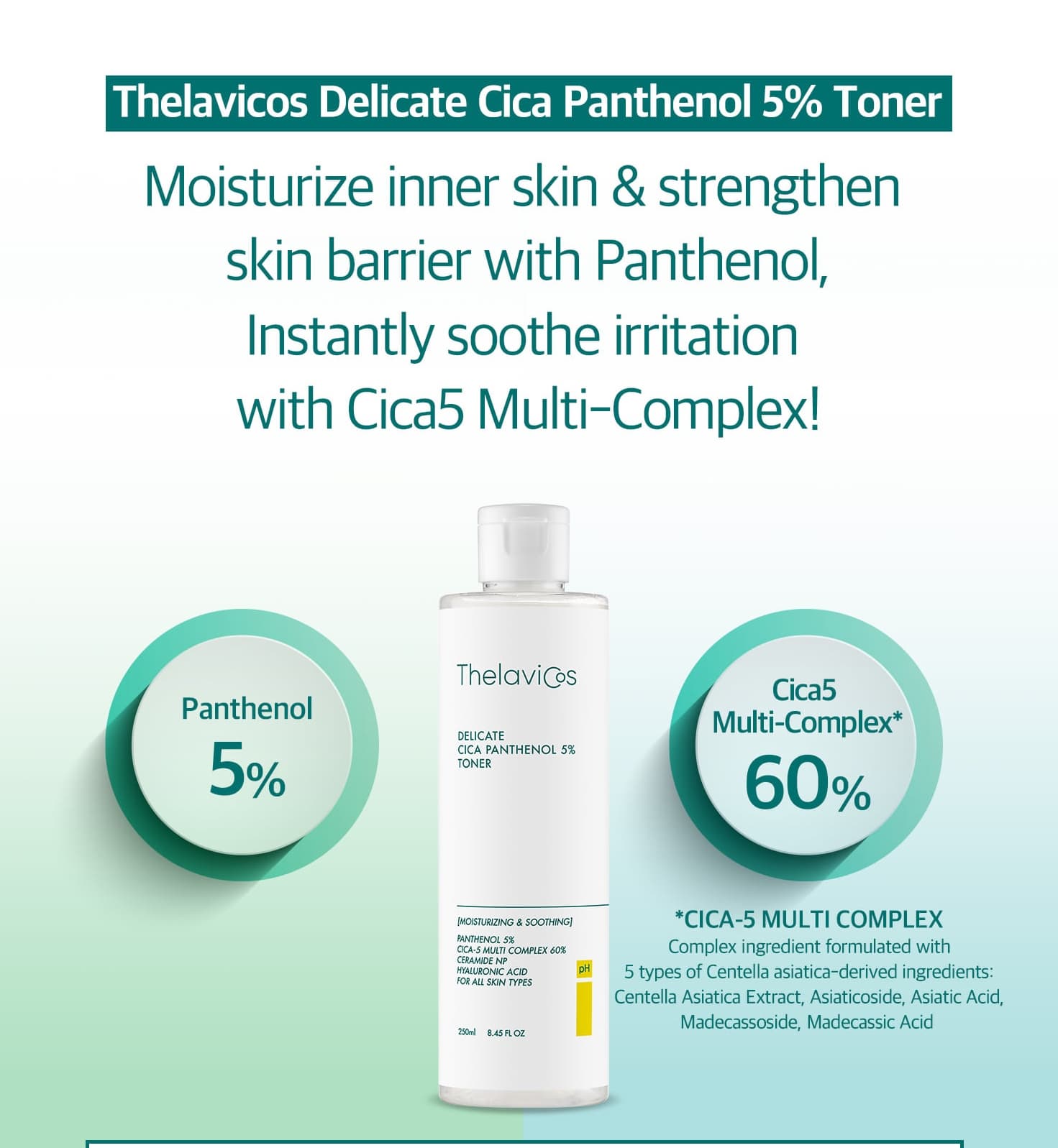 Skin Care Cica Panthenol 5% Toner – Soothing &amp; Barrier Strengthening