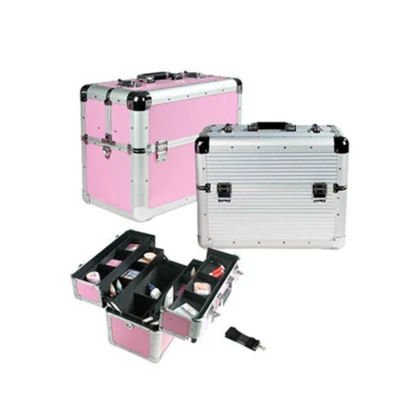 Women Multi Layers Aluminum Silver Makeup Briefcase Travel Shining Storage Beauty Case