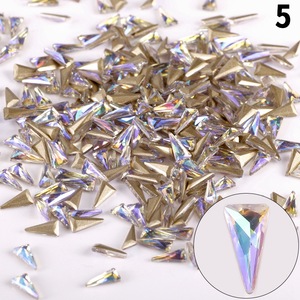 Yiwu Supplies Wholesale 7 Colors 3D Triangle Nail Art sticker Decoration Non Hotfix Flatback Nail Rhinestone