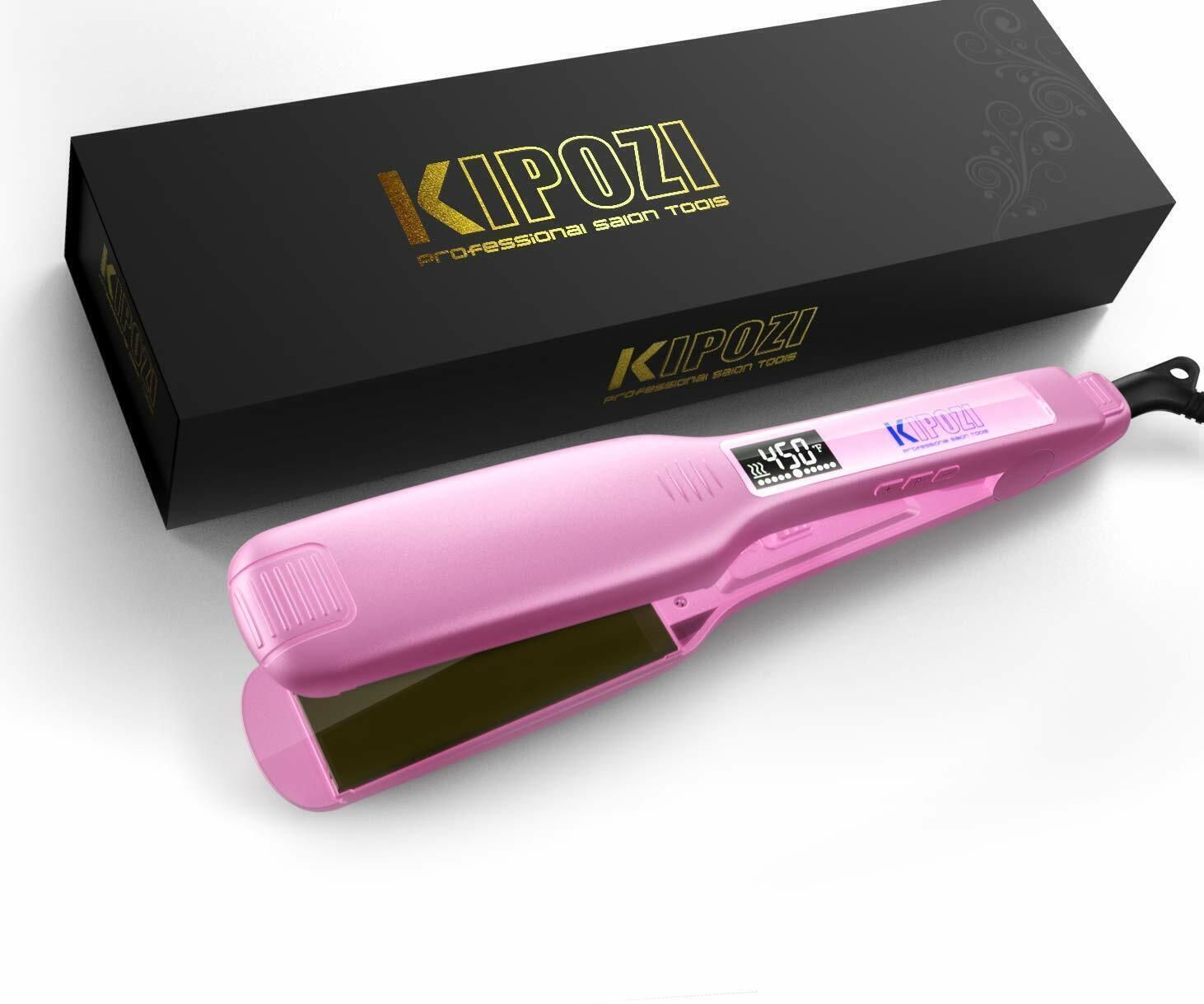 KIPOZI Wide Titanium Hair Straightener Professional Flat Iron Fast Heat Digital