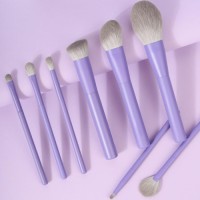 Private Label 8 Piece Professional Purple Handle Makeup Brushes Set Super Soft Vegan Beauty Tool Set for Face & Eyes