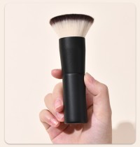 Custom Private Label Flat Top Foundation Brush Premium Matte Black Synthetic Hair Liquid Cream Powder Makeup Brush Wholesale