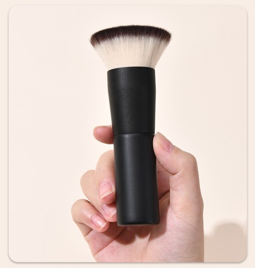Custom Private Label Flat Top Foundation Brush Premium Matte Black Synthetic Hair Liquid Cream Powder Makeup Brush Wholesale