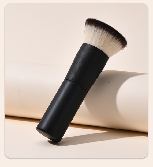 Custom Private Label Flat Top Foundation Brush Premium Matte Black Synthetic Hair Liquid Cream Powder Makeup Brush Wholesale