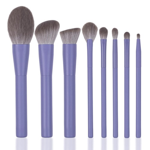 Private Label 8 Piece Professional Purple Handle Makeup Brushes Set Super Soft Vegan Beauty Tool Set for Face & Eyes