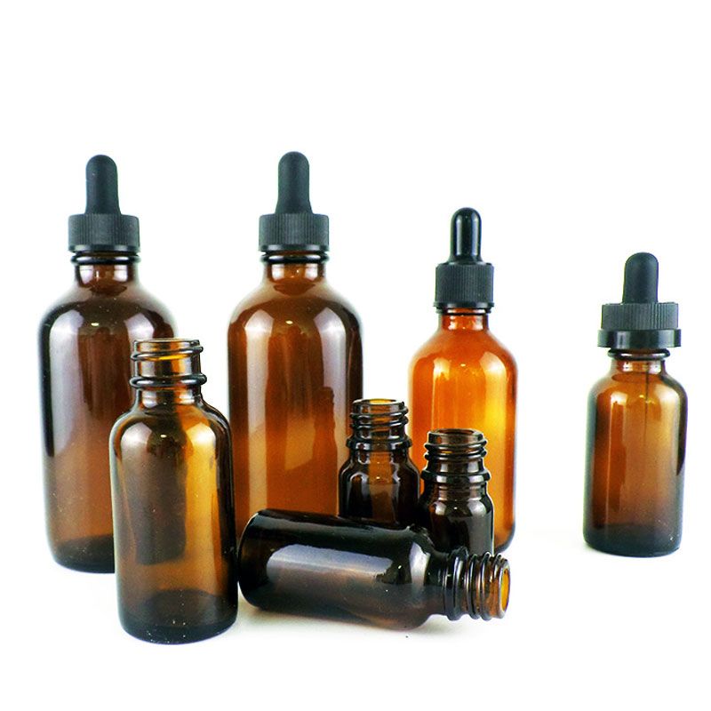 amber dropper bottles essential oil serum glass container skincare packaging cosmetic bottles