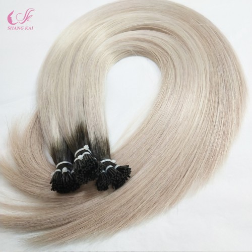 Hot Selling Brazilian Hair Ombre Grey Human Hair I Tip Hair Extension