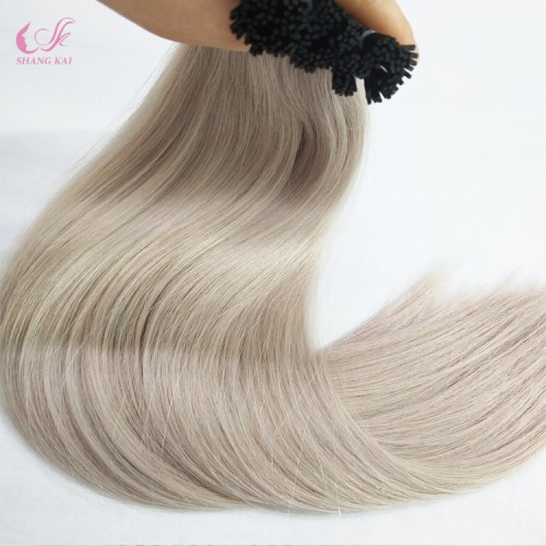 Hot Selling Brazilian Hair Ombre Grey Human Hair I Tip Hair Extension