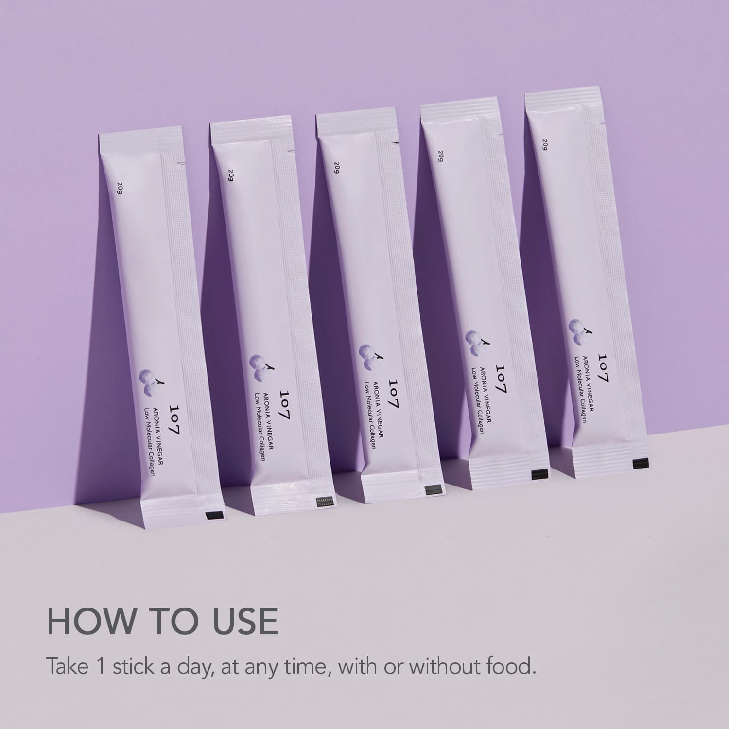 107 ONEOSEVEN ARONIA VINEGAR Low Molecular Collagen 20g x 14 pouches, Collagen jelly stick, Vitamins