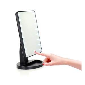 16pcs lights makeup mirror with touch screen led makeup mirror 180 degree rotation adjustable stand table-top led mirror