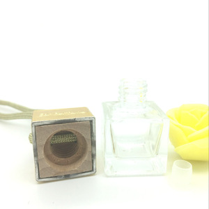 8ml square Glass bottle empty rope wooden cover perfume bottle