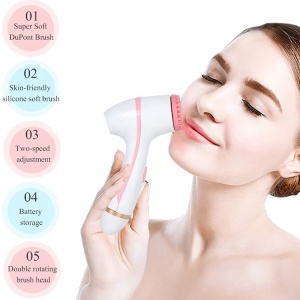 automatic sonic silicone facial cleansing brush battery operated facial cleansing brush anti-microbial facial brush manual face