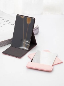 cheap Wholesale advanced leather Mini full folding mirror Make Up Pocket portable Mirror