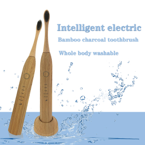 Custom Logo Natural Eco Friendly Soft Biodegradable Bamboo Charcoal Head Sonic Bambus Electrical Toothbrush Set