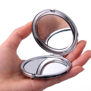 Customized Fashion Portable 70mm Compact folding metal Crystal Pocket Mirrors