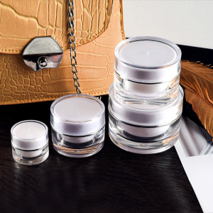 Free Samples 5g 10g 15g 30g 50g empty plastic unique Acrylic eye face cream jar with silver line
