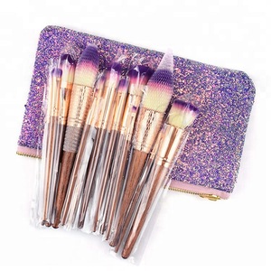 Hot selling 17 pcs new makeup brush supplier private label glitter bag makeup brush