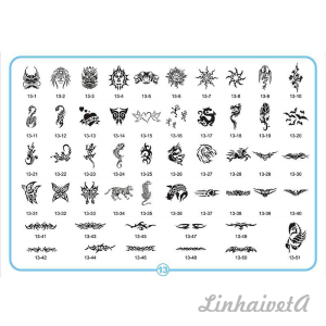 LinhaivetA Book 13 letter air brush adhesive stencils temporary airbrush tattoo