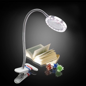 popular fashionable New design gooseneck clip reading lamp magnifier LED light bed light USB desk lamp