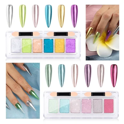 Premium Chrome Nail Powder Nail Art Kit Metallic Mirror Effect Powder Colorful Nail Dust Pigmen Press on Nails Wholesale Artificial Fingernails