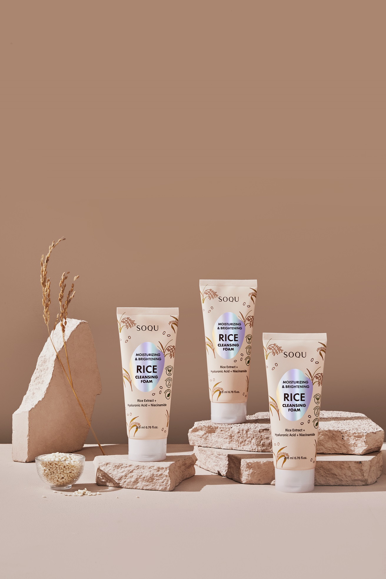 (Skin care, Cleanser, Rice)SOQU MOISTURIZING &amp; BRIGHTENING RICE FOAM CLEANSER