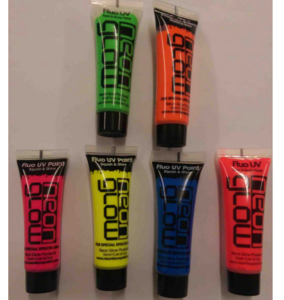 UV face paint by tube packed,Transparent bottle UV body paint for party show