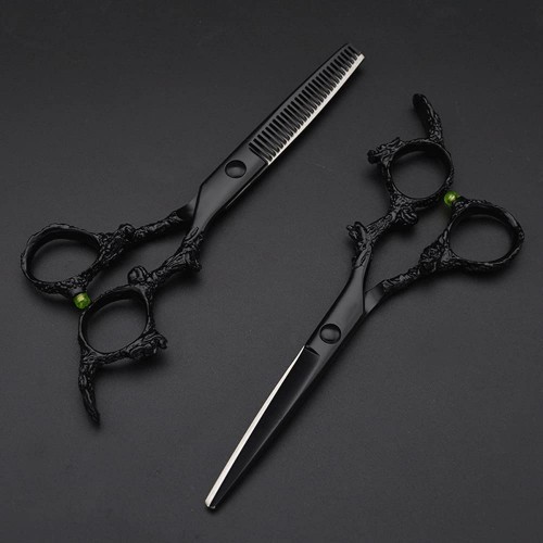 Black Dragon 6.0 inch Professional Dragon Handle 440C Salon Hair Cutting Scissor Hairdressing Thinning Shears (Scissors set)