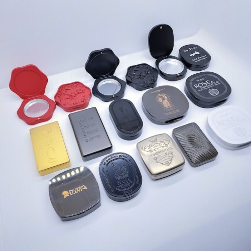 Modern Fashion Luxury Custom Pocket Metal Zinc Alloy Solid Perfume Balm Box Cosmetic Jar Makeup Case