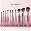 Custom Logo OEM 10Pcs Metallic Grey Makeup Brush Set Geometric Polygon Handle Ultra Soft Synthetic Bristles Beauty Tools Manufactu