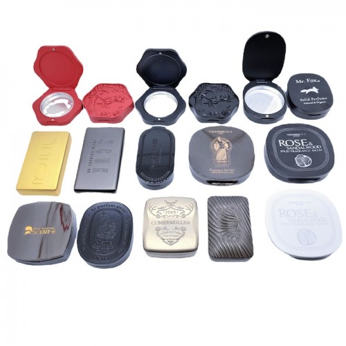 Modern Fashion Luxury Custom Pocket Metal Zinc Alloy Solid Perfume Balm Box Cosmetic Jar Makeup Case